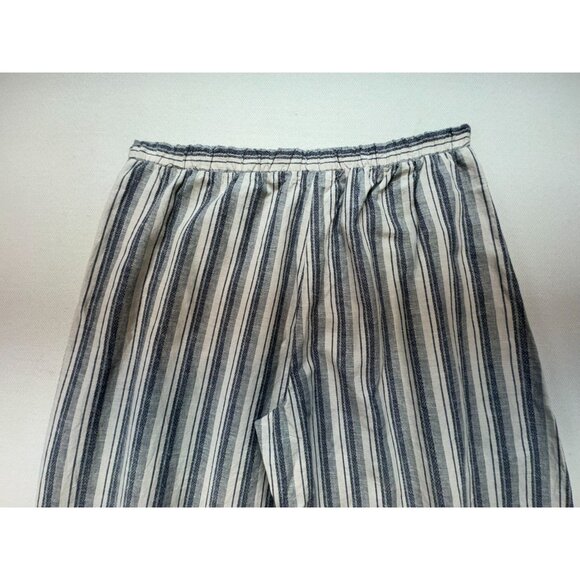 Cal 1850 Womens Striped Linen Blend XL Wide-Leg Pants With Overlap Design - Picture 10 of 14